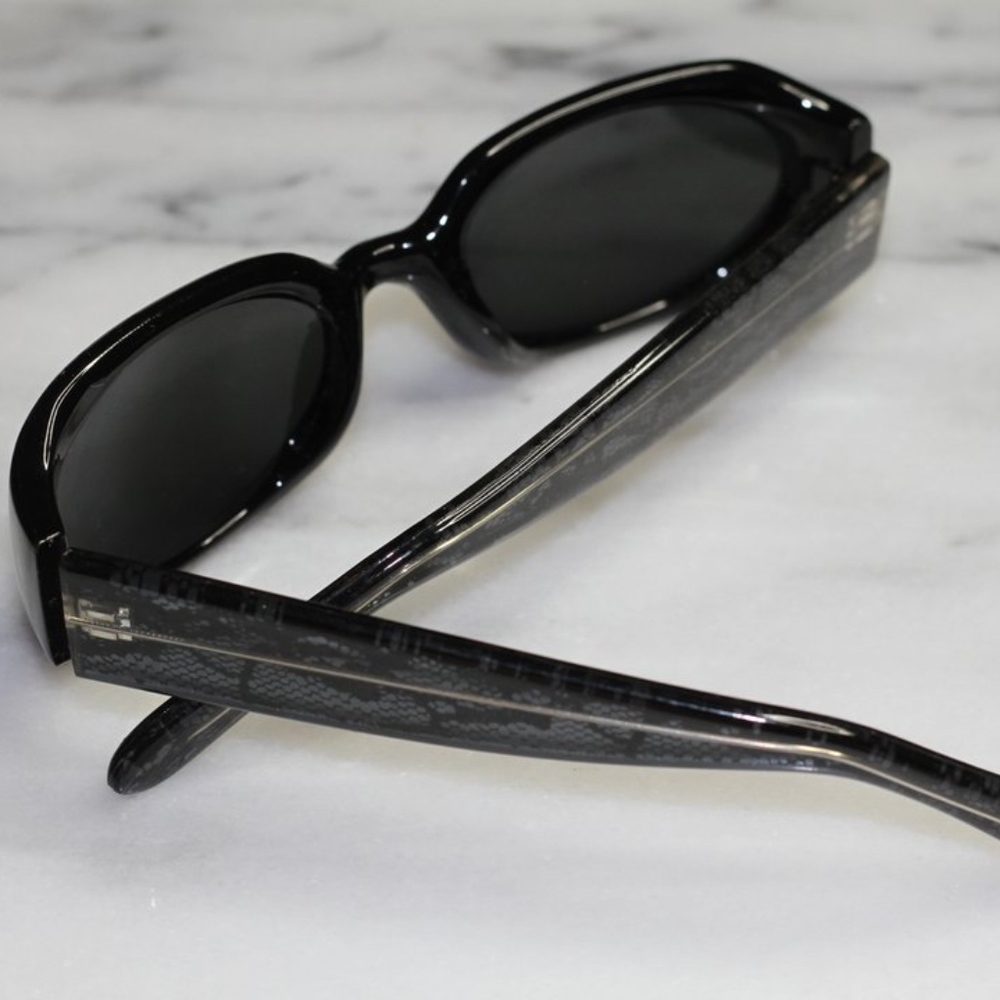 Snake Print Black Rectangle Sunglasses - image 1